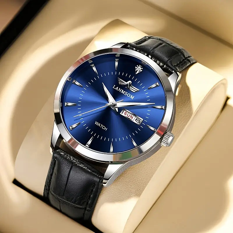 LANMSOM Men's Waterproof Calendar Quartz Wrist Watch
