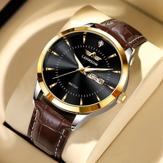 LANMSOM Men's Waterproof Calendar Quartz Wrist Watch