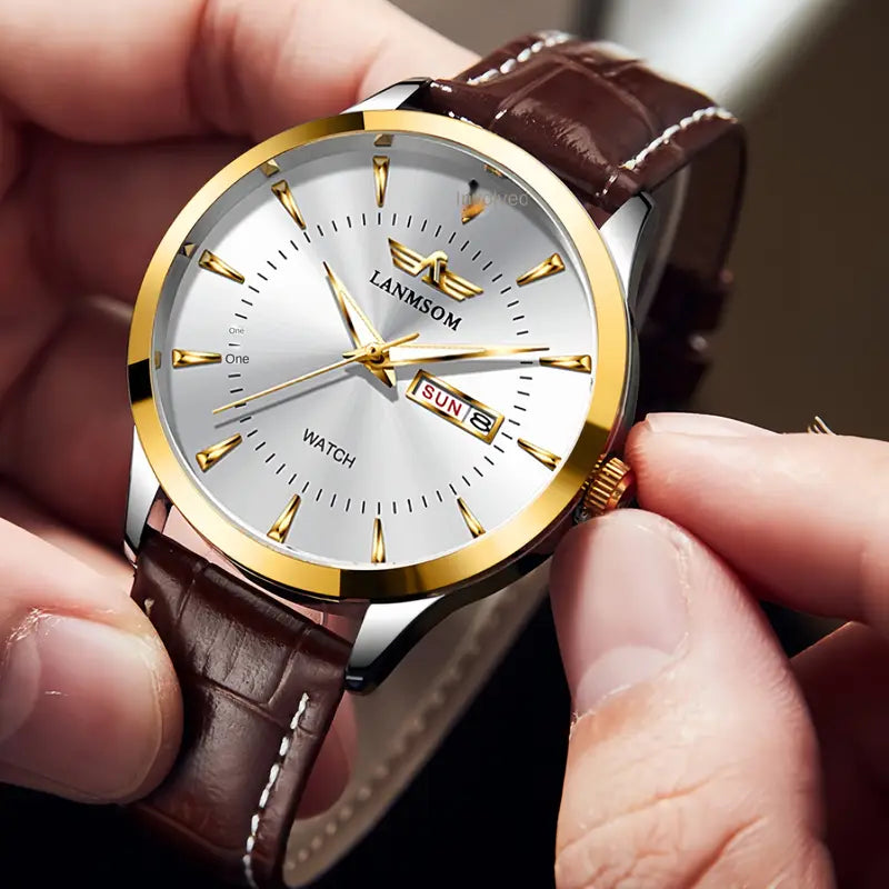 LANMSOM Men's Waterproof Calendar Quartz Wrist Watch