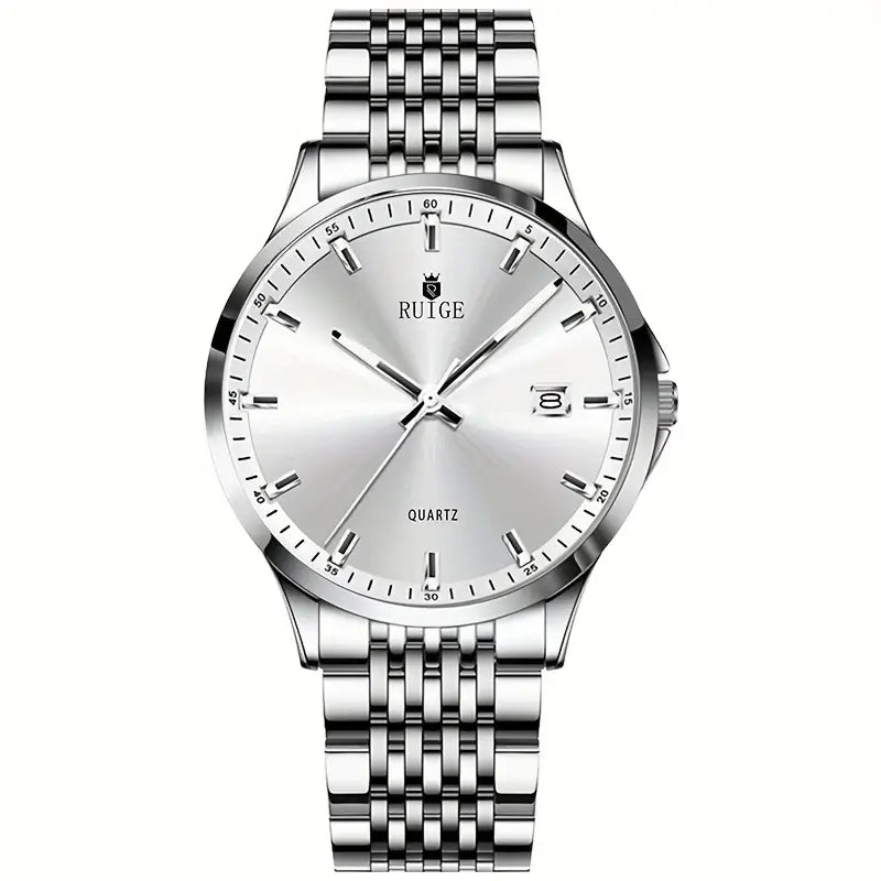 RUIGE Men's Sleek Quartz Watch - Stainless Steel Band