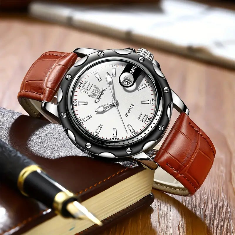2025 Newest Men'S Business Fashion Watch - Waterproof, Calendar, Luminescent