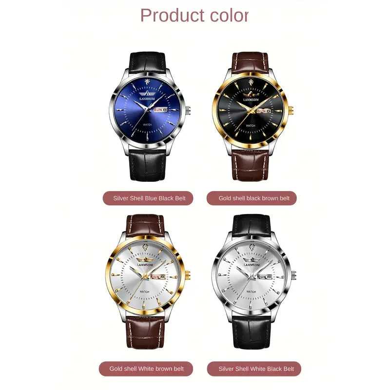 LANMSOM Men's Waterproof Calendar Quartz Wrist Watch