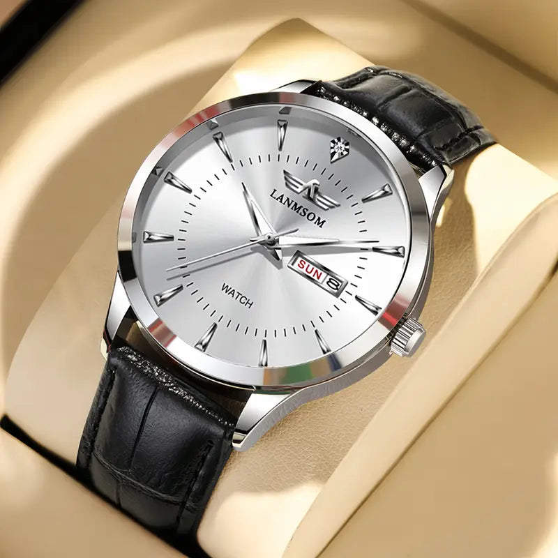 LANMSOM Men's Waterproof Calendar Quartz Wrist Watch