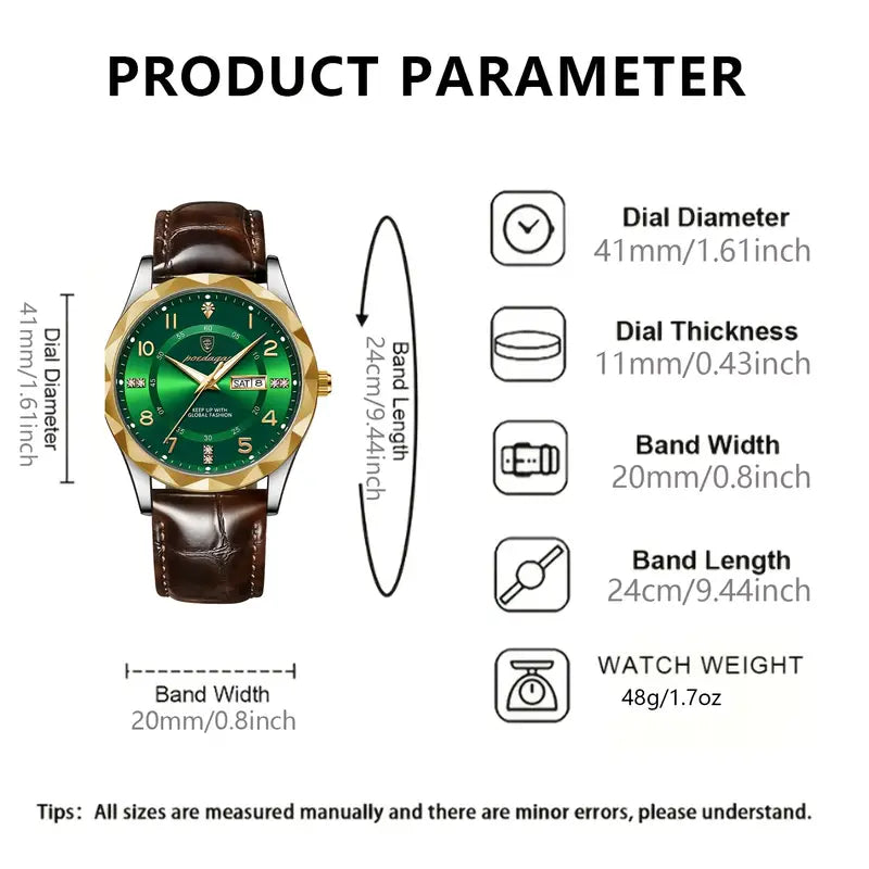 POEDAGAR Men's Casual Fashion Quartz Watch with Calendar &amp; Luminous Hands
