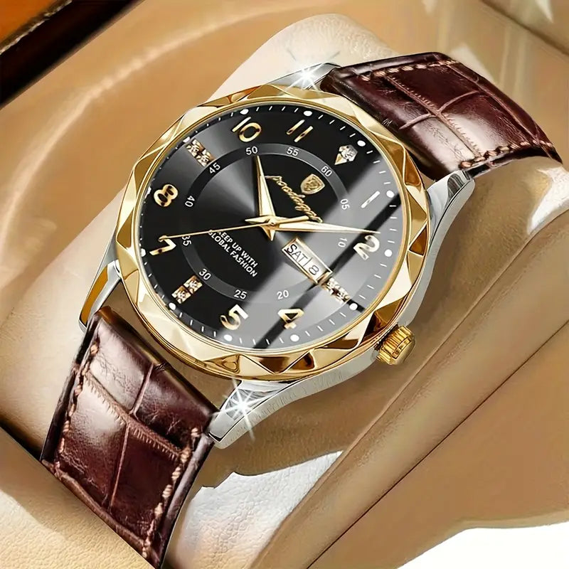 POEDAGAR Men's Casual Fashion Quartz Watch with Calendar &amp; Luminous Hands